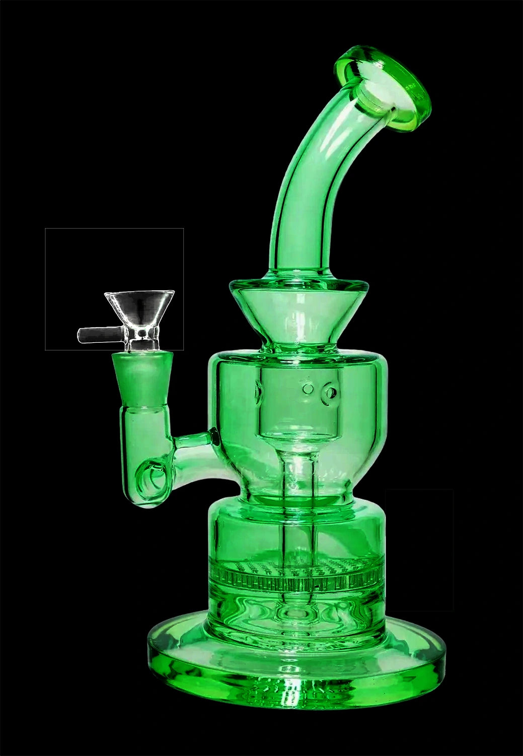 Neon Bent Neck with Honeycomb Percolator and Thick Base Bong