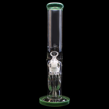 Green glass water pipe (bong) isolated on a black background.