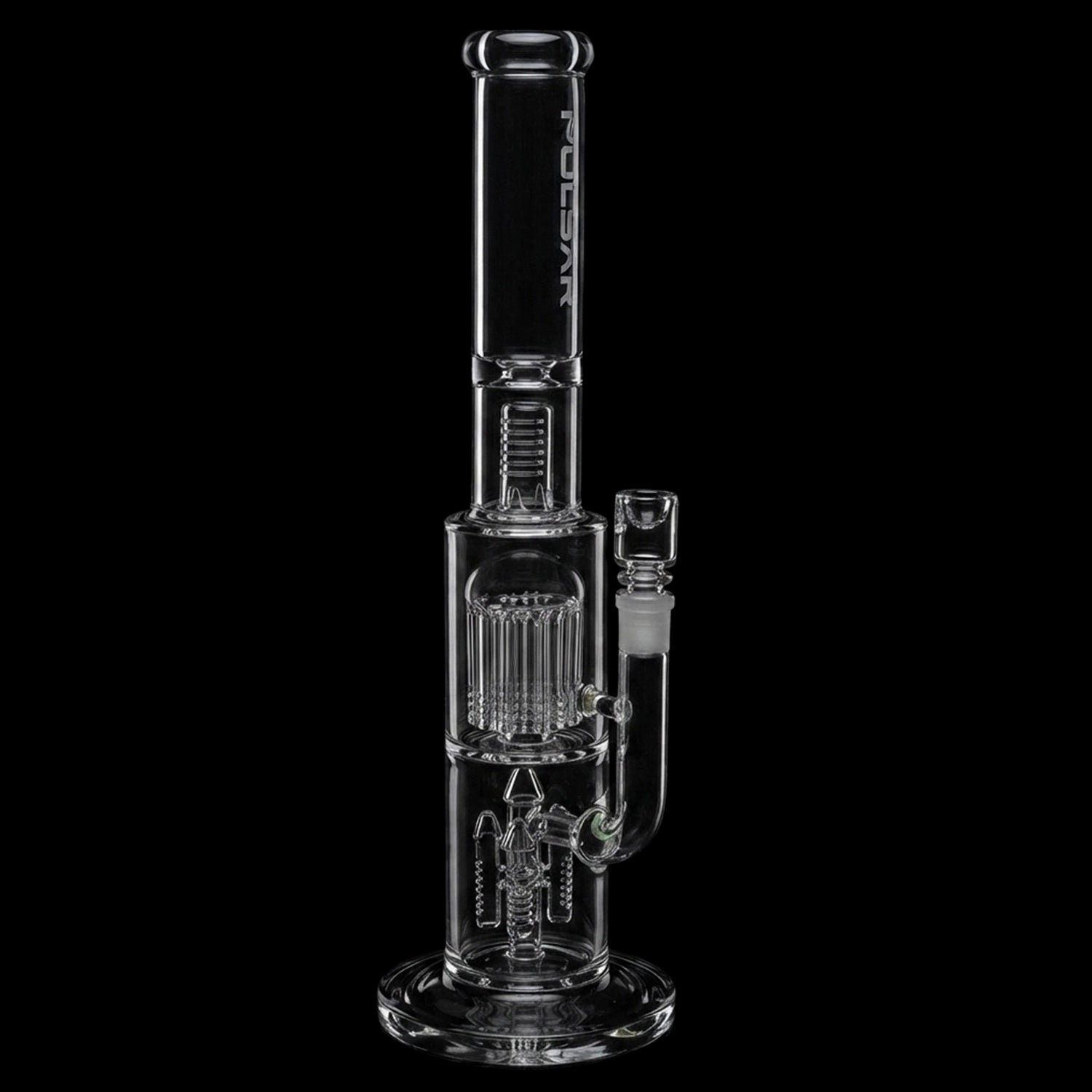Pulsar Double Chamber Rocket Perc Chugger Glass Water Pipe - 15.25" / 14mm F