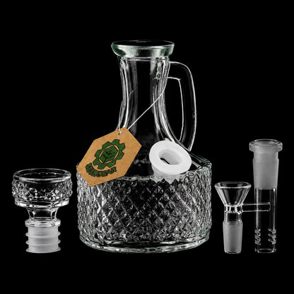 SeshGear Textured Vintage Glass Water Pipe - 6.5" / 14mm F / Clear