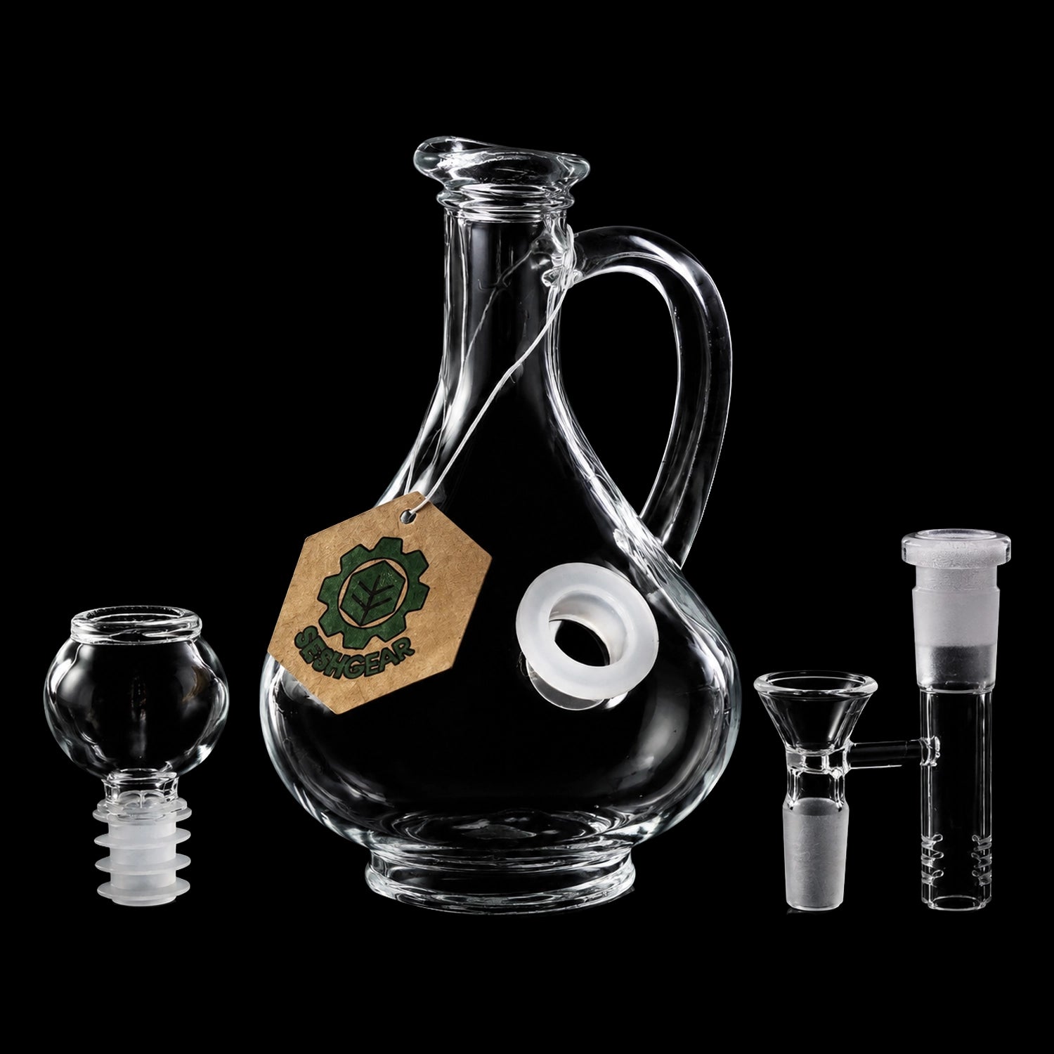 SeshGear Rounded Vintage Glass Water Pipe - 7.75" / 14mm F / Clear