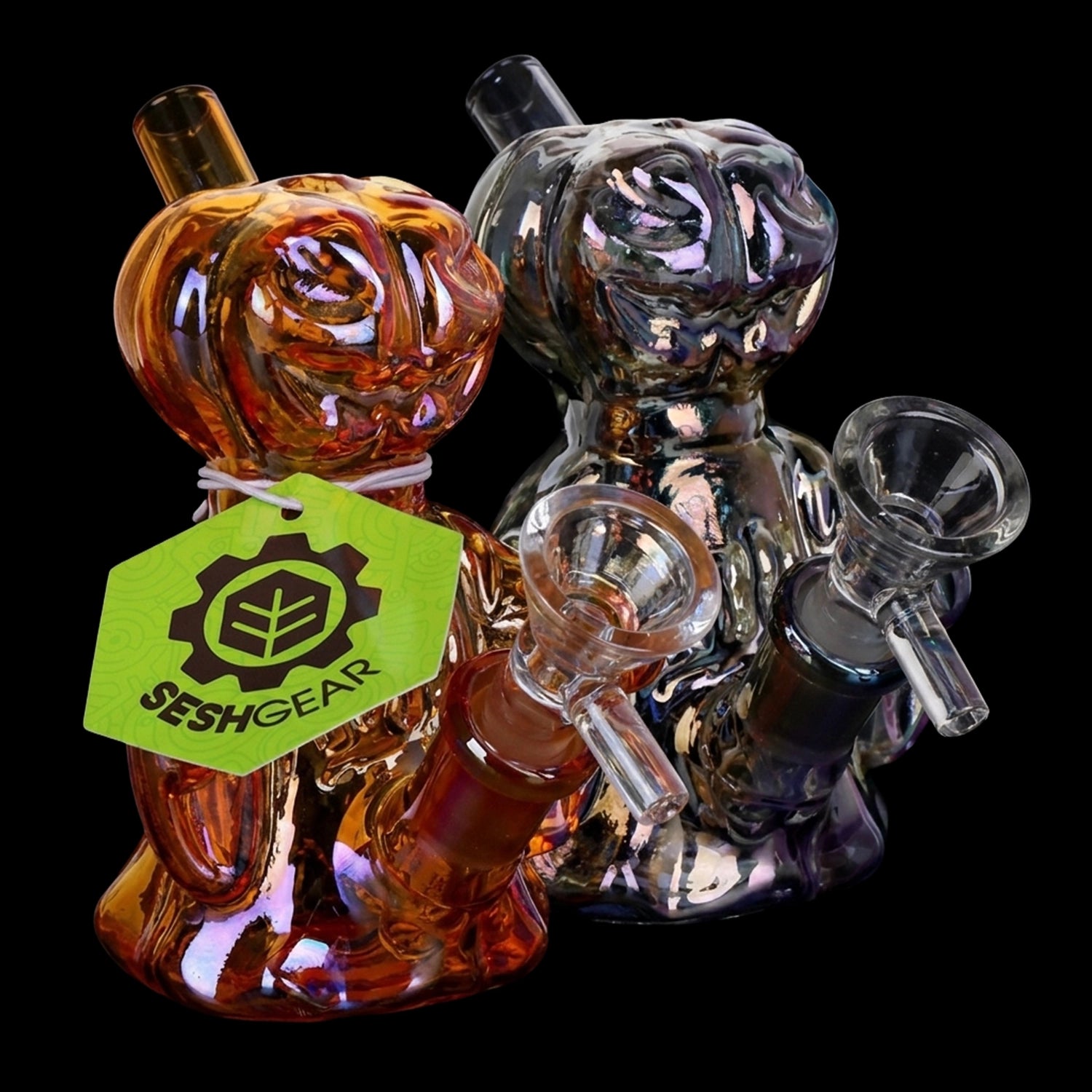 4CT BUNDLE - SeshGear Jack-O-Lantern Ghost Glass Bubbler - 4" / Assorted Colors