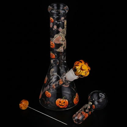 Pulsar Halloween Ball Herb Pipe Glow Duo - 10" / 14mm F