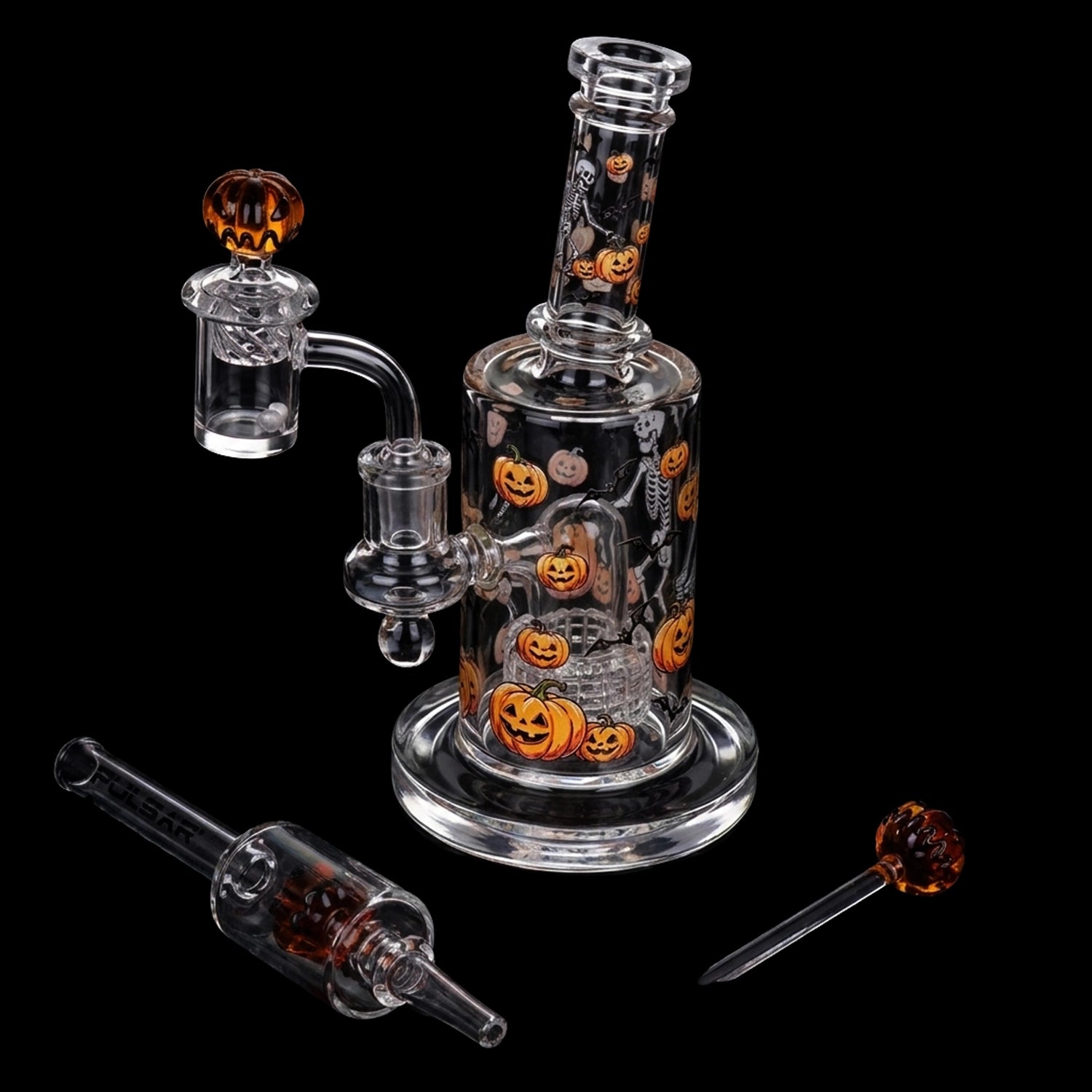 Pulsar Halloween Ball Glass Dab Rig Set - 7.75" / 14mm F