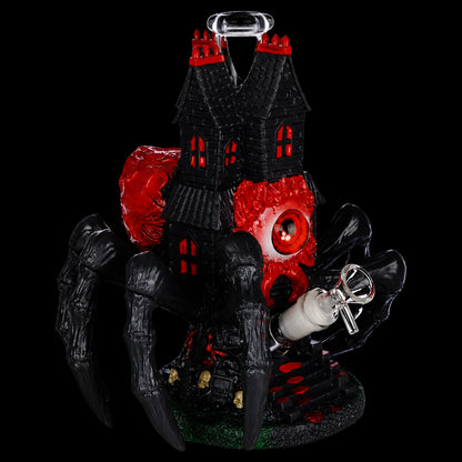 All Seeing Arachnid Castle Glass & Vinyl Water Pipe - 10.25" / 14mm F