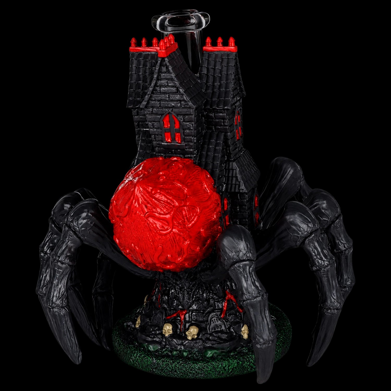 All Seeing Arachnid Castle Glass & Vinyl Water Pipe - 10.25" / 14mm F