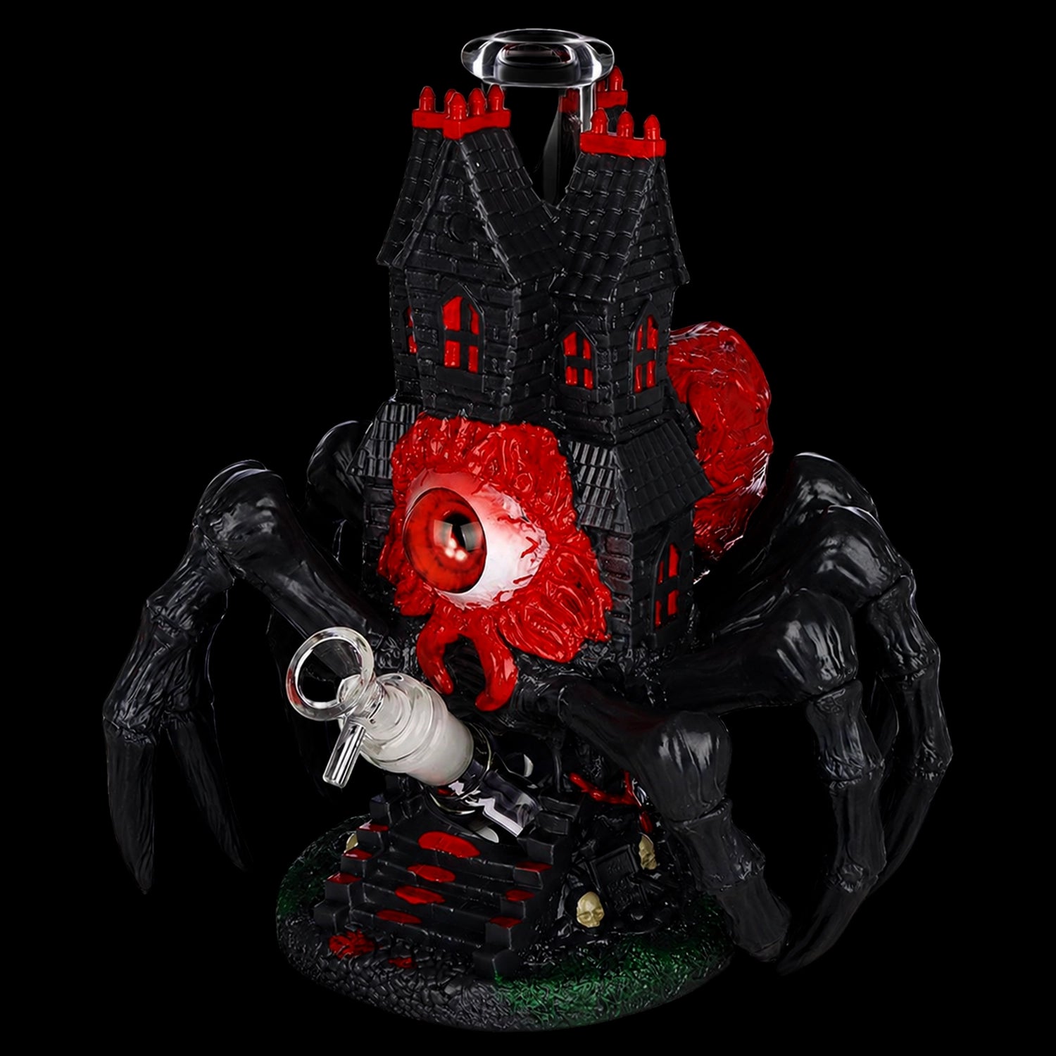 All Seeing Arachnid Castle Glass & Vinyl Water Pipe - 10.25" / 14mm F