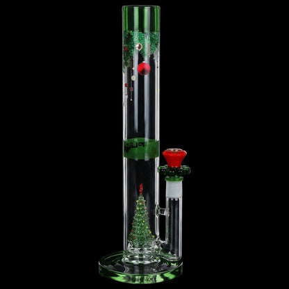 Pulsar Christmas Tree Perc Glass Straight Tube Bong - 13" / 14mm F