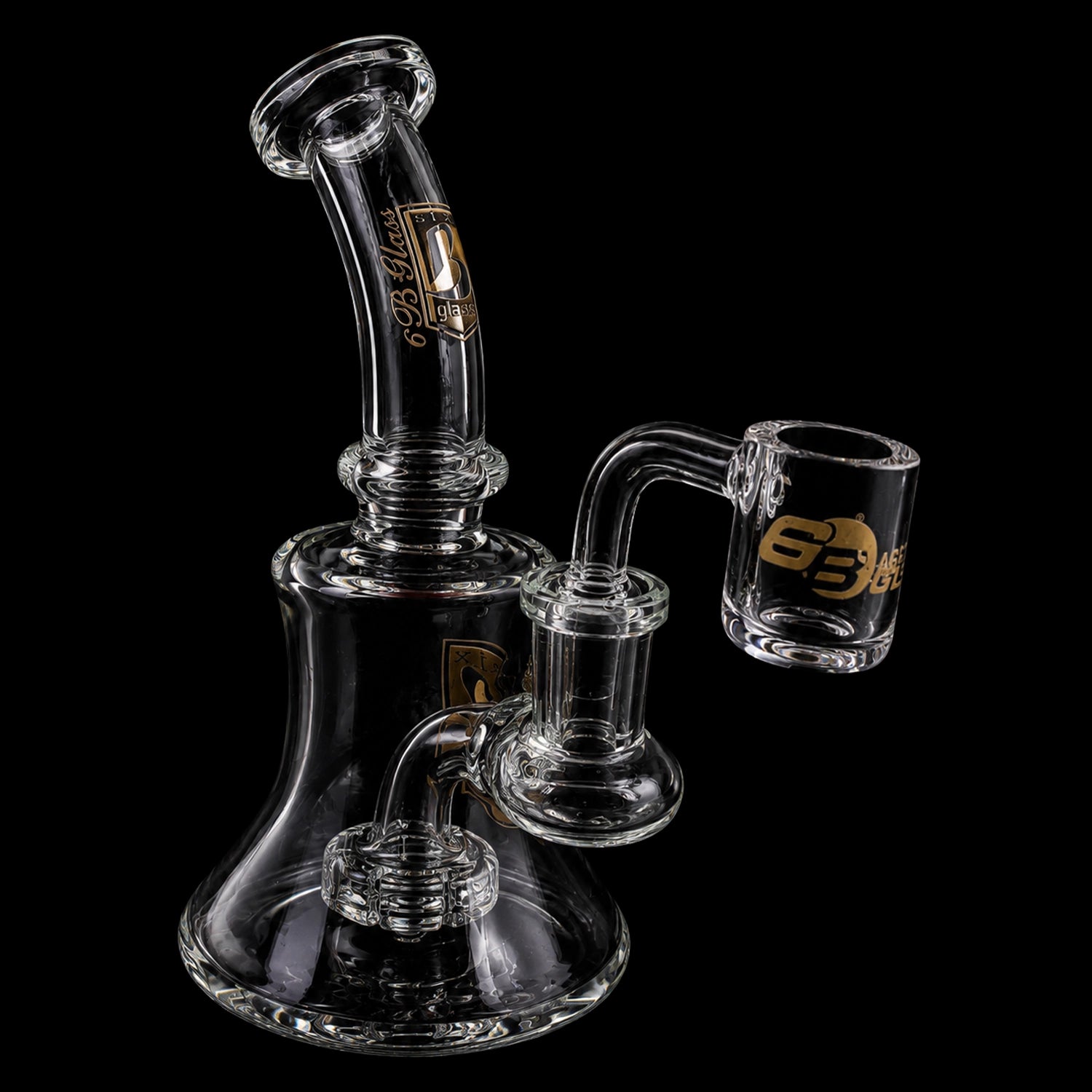 6B Glass Clear Stemless Dab Rig – Showerhead Perc – 5½″