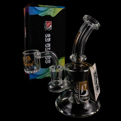 6B Glass Clear Stemless Dab Rig – Showerhead Perc – 5½″