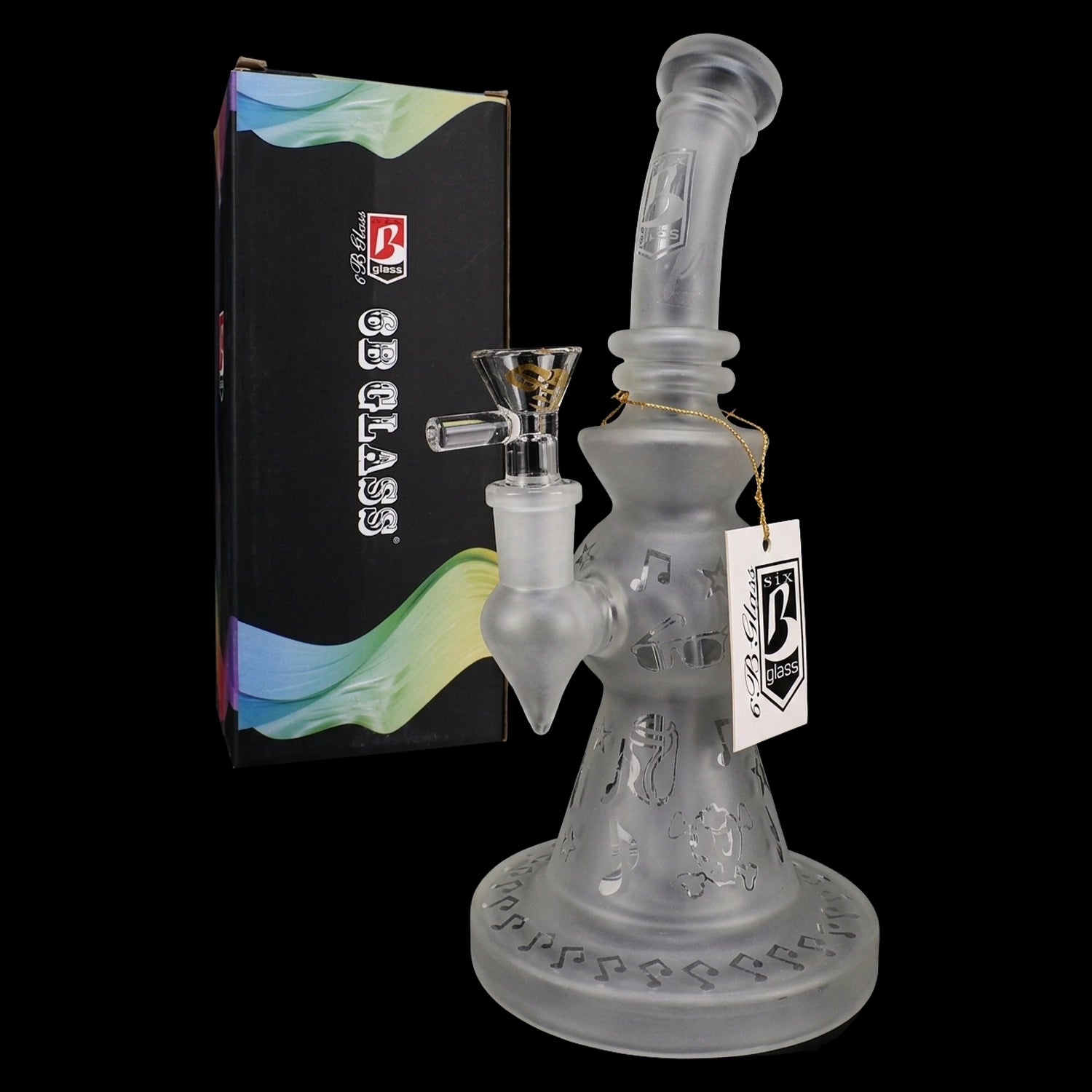Frosted Stemless Water Pipe – 9½″ – Assorted Designs
