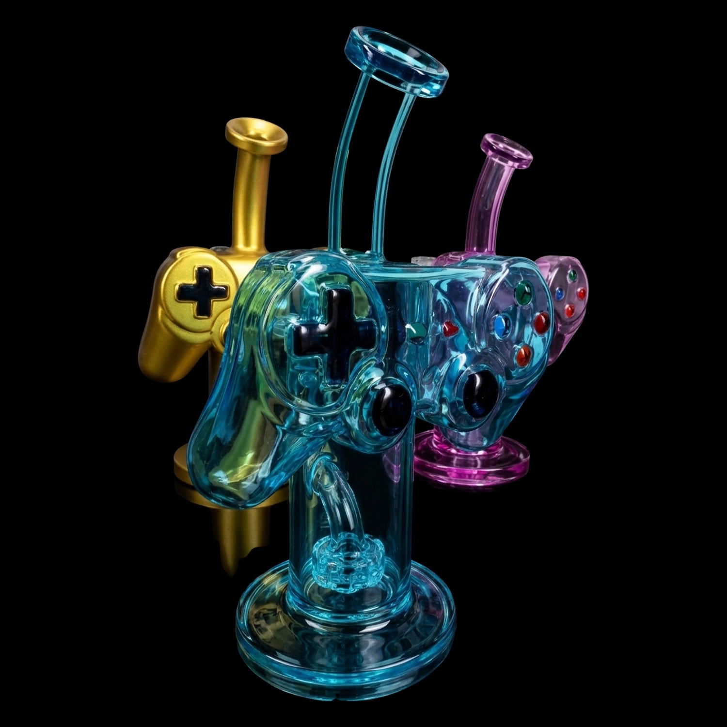 Primate Glass Game Controller Bong “Button Masher” – Showerhead Perc – 8½″ – Assorted Colors