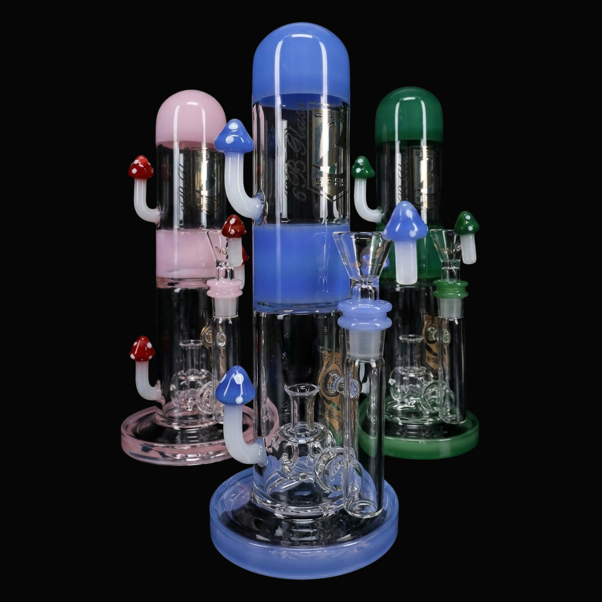 6B Glass Mushroom Showerhead Perc Bong – 10″ – Assorted Colors