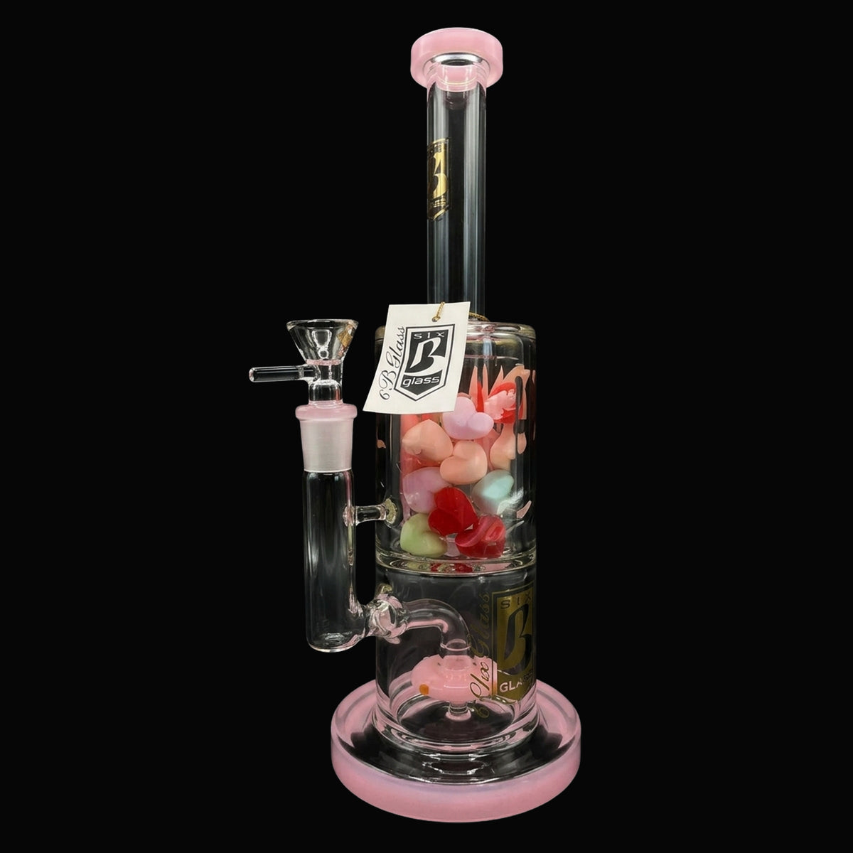 6B Glass Filled Chamber Showerhead Perc Bong – 11″ – Assorted