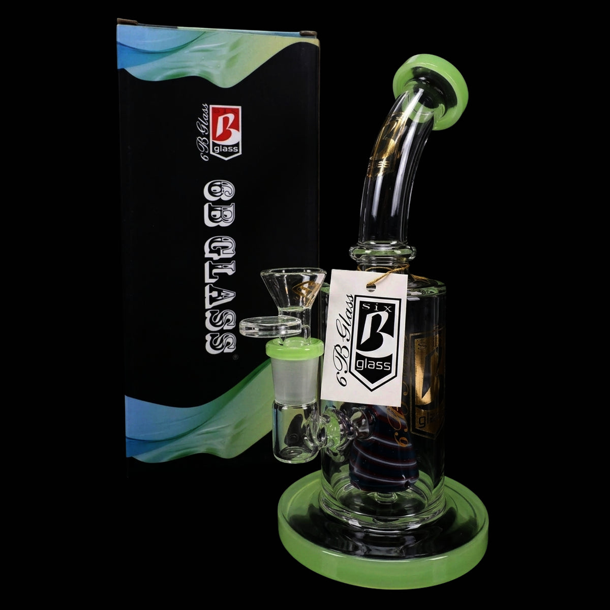 6B Glass Neon Reverse Cone Perc Bong – 8½″ – Assorted Colors