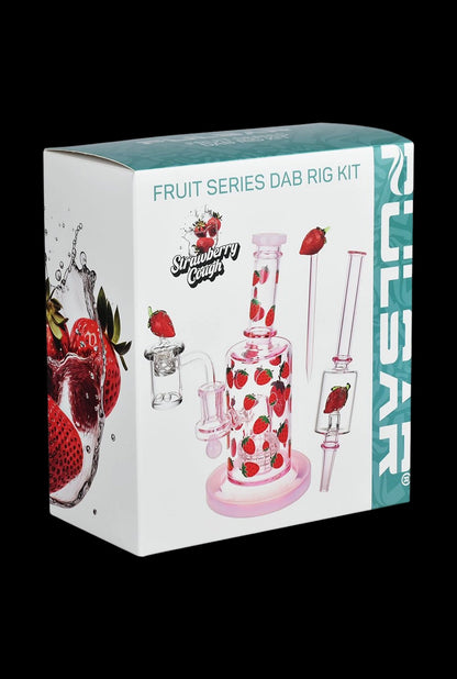 Pulsar Fruit Series Strawberry Cough Glow In The Dark Dab Rig Kit - 8" / 14mm F