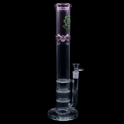 SeshGear Triple Honeycomb Perc Straight Tube Water Pipe - 15" / 14mm F / Colors Vary