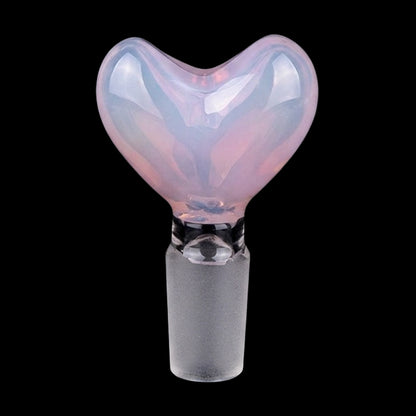 Center-framed close-up of the Pulsar Hearts on Hearts Recycler Water Pipe - 8.25" / 14mm F showing a pink iridescent heart-shaped bowl against a black background