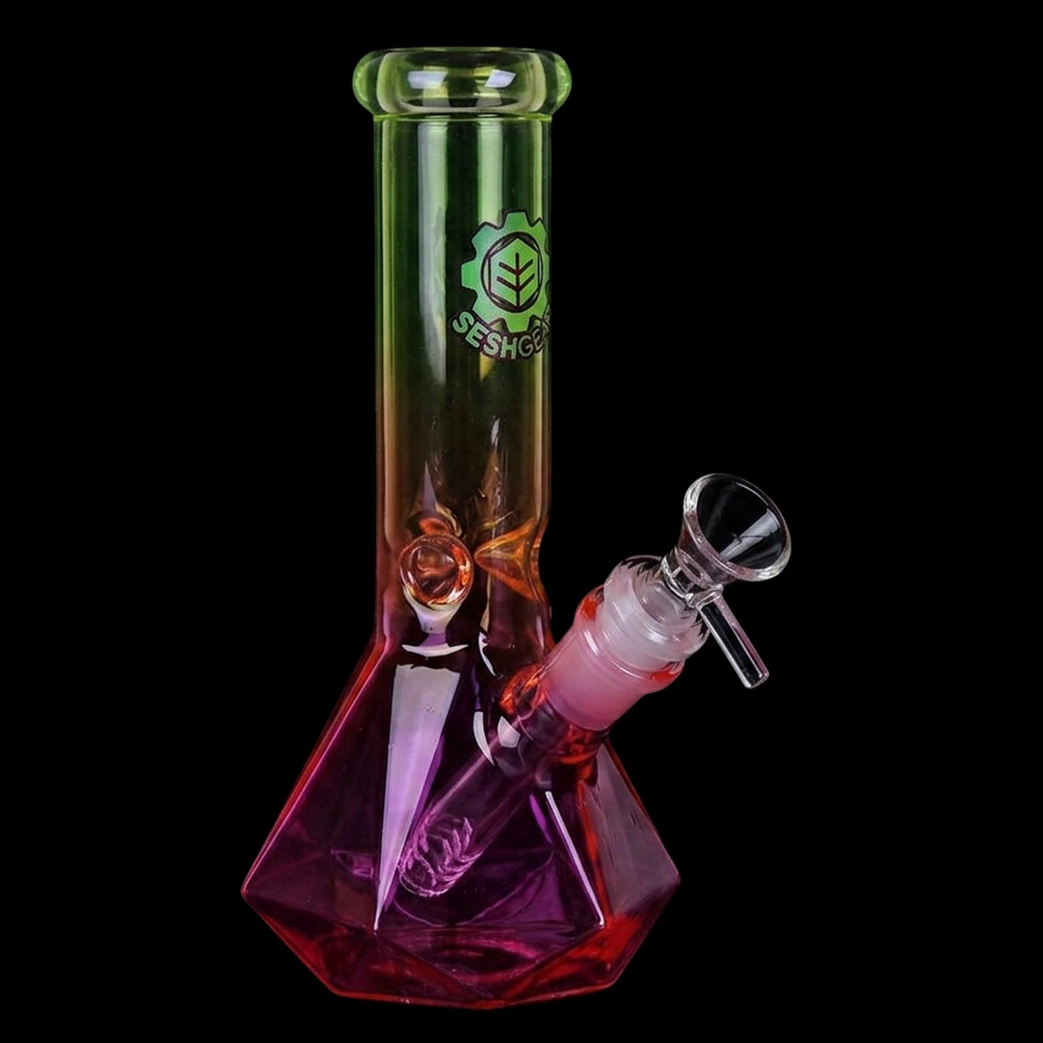 SeshGear Diamond Base Beaker Ombre Glass Water Pipe | 7.75" | 14mm F