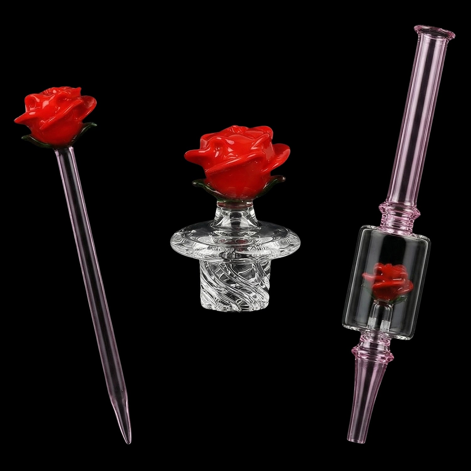 Pulsar Valentine's Rose Glass Dab Rig Set - 8.25" / 14mm F