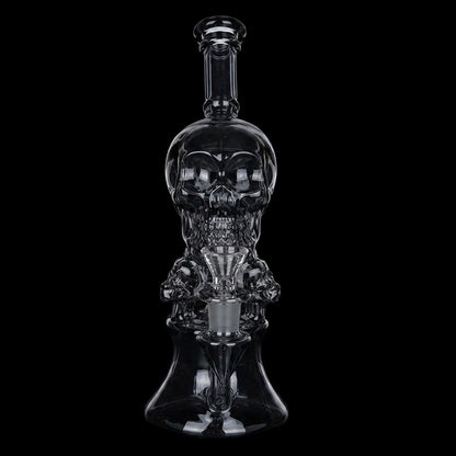 SeshGear Stacked Skulls Electroplated Glass Water Pipe - 9" / 14mm F / Smoke
