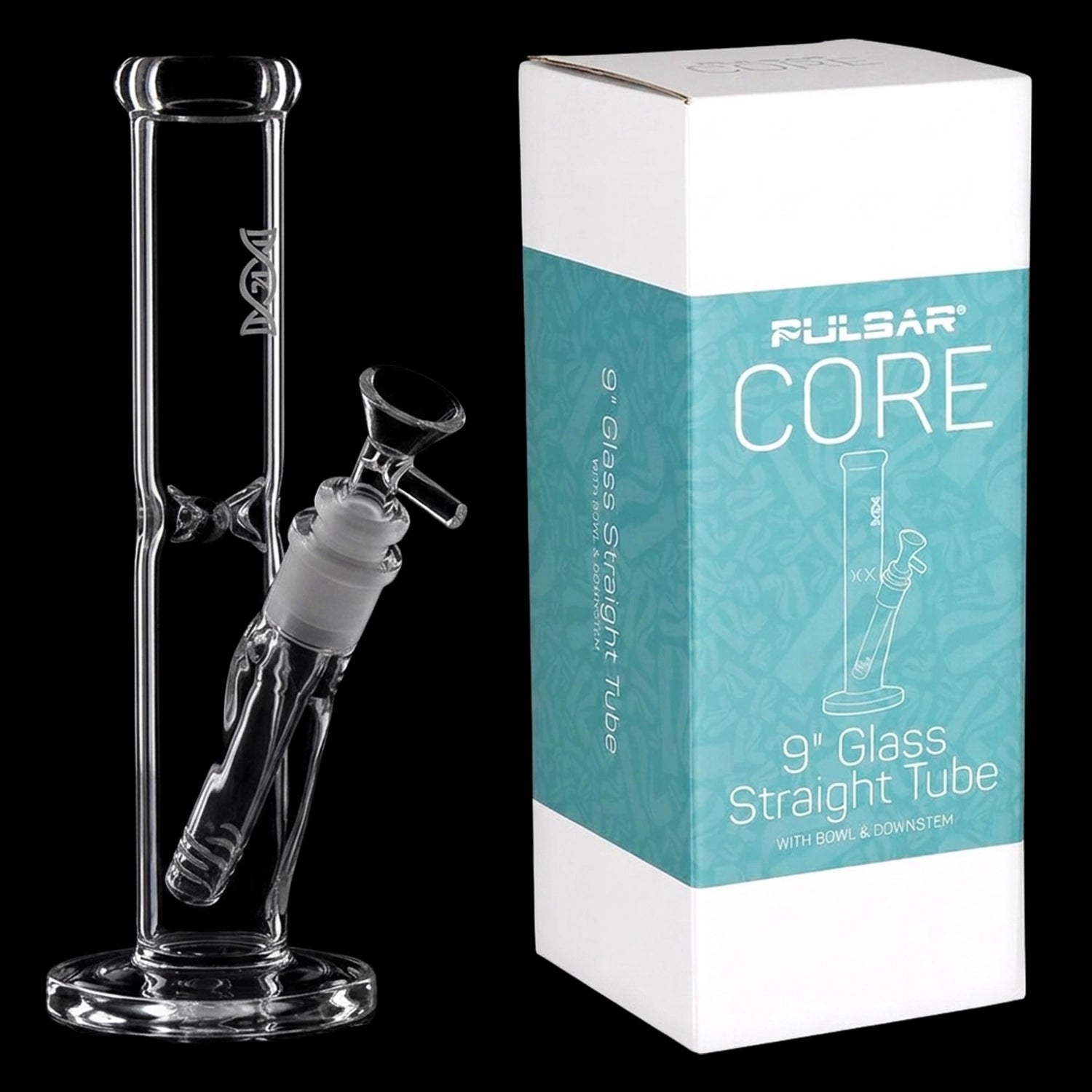 Pulsar CORE Straight Tube Glass Water Pipe - 9" / 14mm F