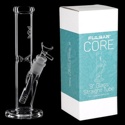 Pulsar CORE Straight Tube Glass Water Pipe - 9" / 14mm F