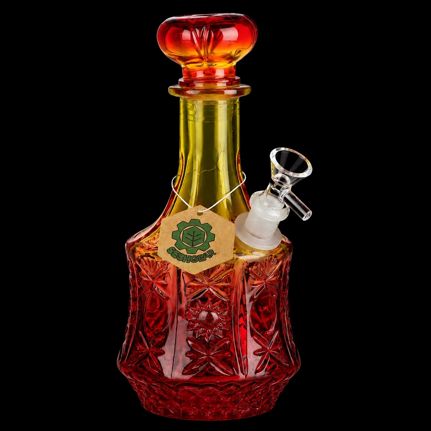 SeshGear Vintage Ombre Glass Water Pipe - 9.5" / 14mm F / Sun Flower