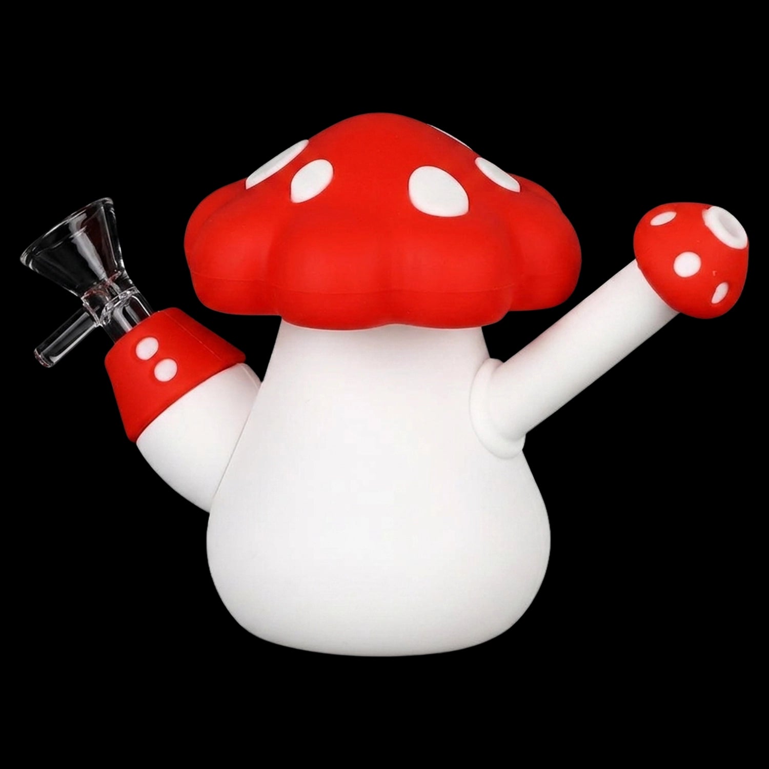 SeshGear Red Mushroom Silicone Water Pipe - 4.5" / 14mm F / Red