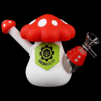 SeshGear Red Mushroom Silicone Water Pipe - 4.5" / 14mm F / Red
