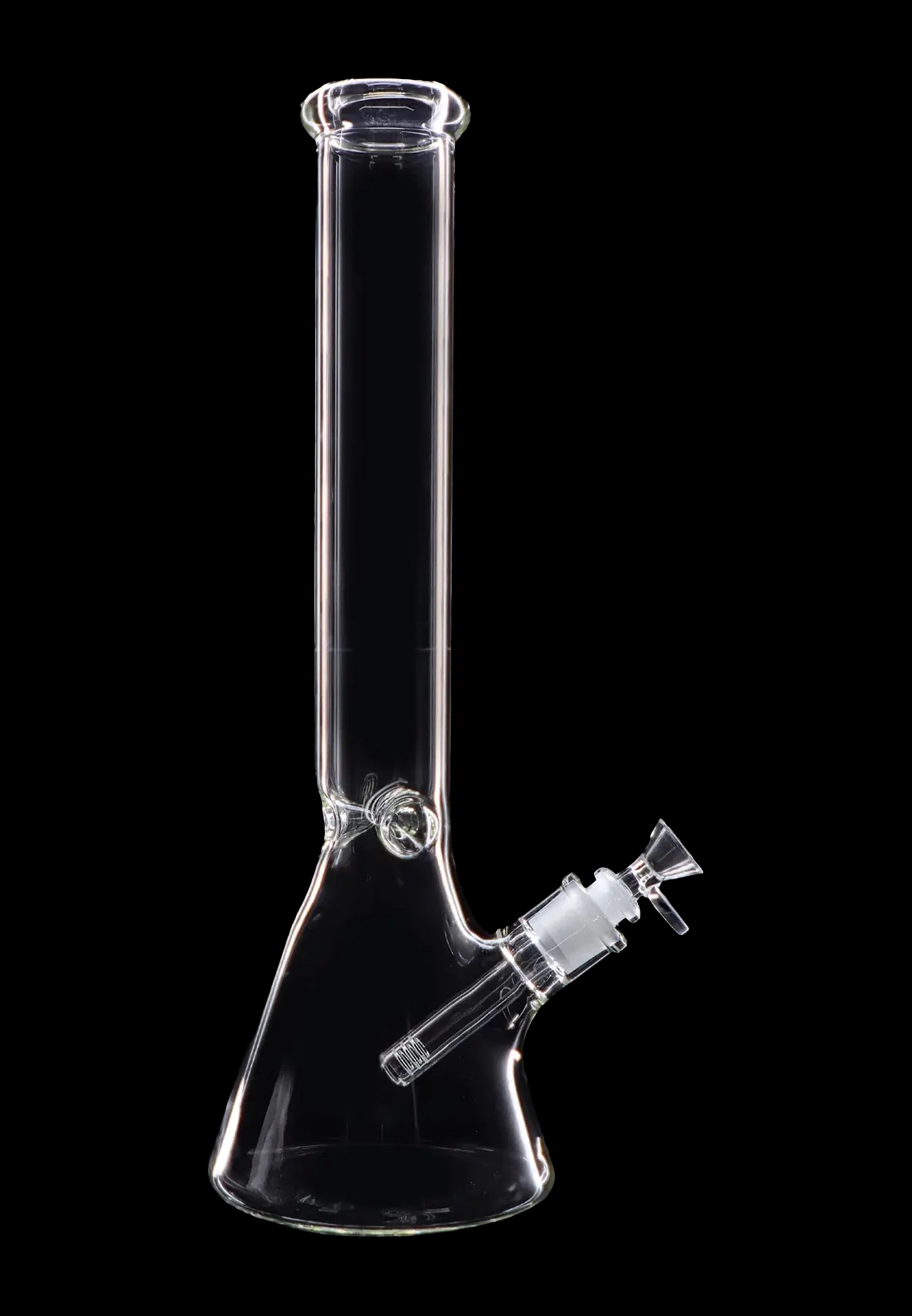 Clear glass bong isolated on a black background.