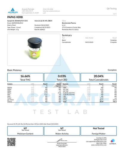 Papa's Herb WATERMELON Z INDOOR THCa FLOWER
