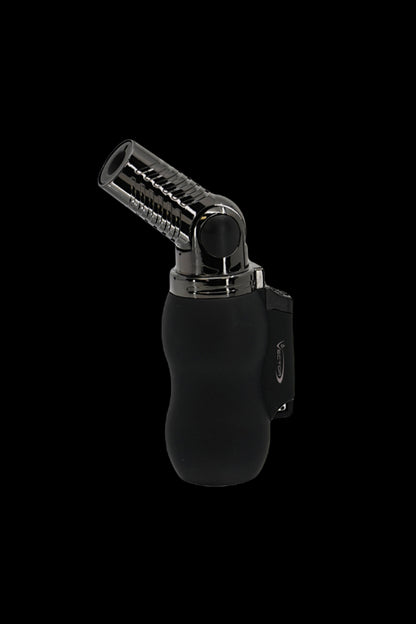 Black butane torch lighter for dabbing cannabis concentrates.