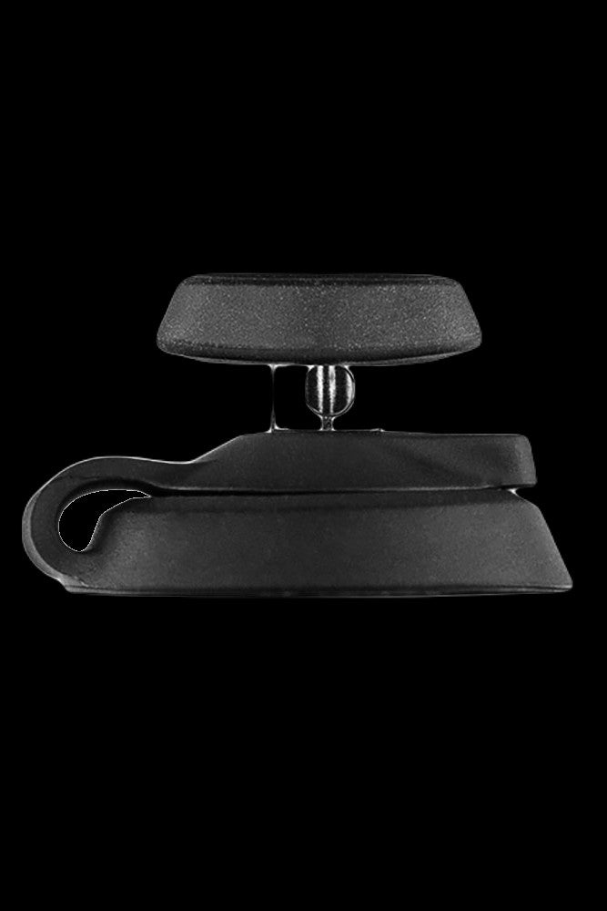 Sleek black cannabis storage case with a hinged lid.