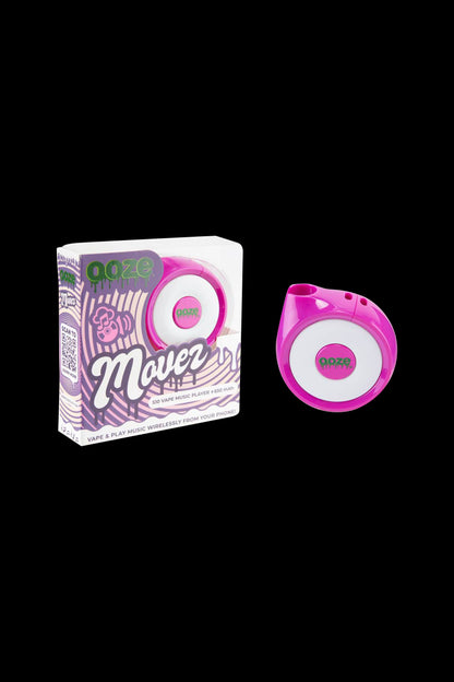 Pink Ooze Move vaporizer and packaging, a device that combines vaping with wireless music streaming.