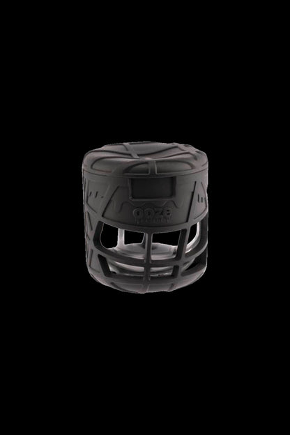 Black silicone sleeve for a cannabis concentrate container.