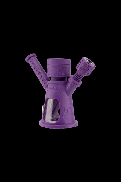 Purple silicone bubbler water pipe for cannabis smoking.