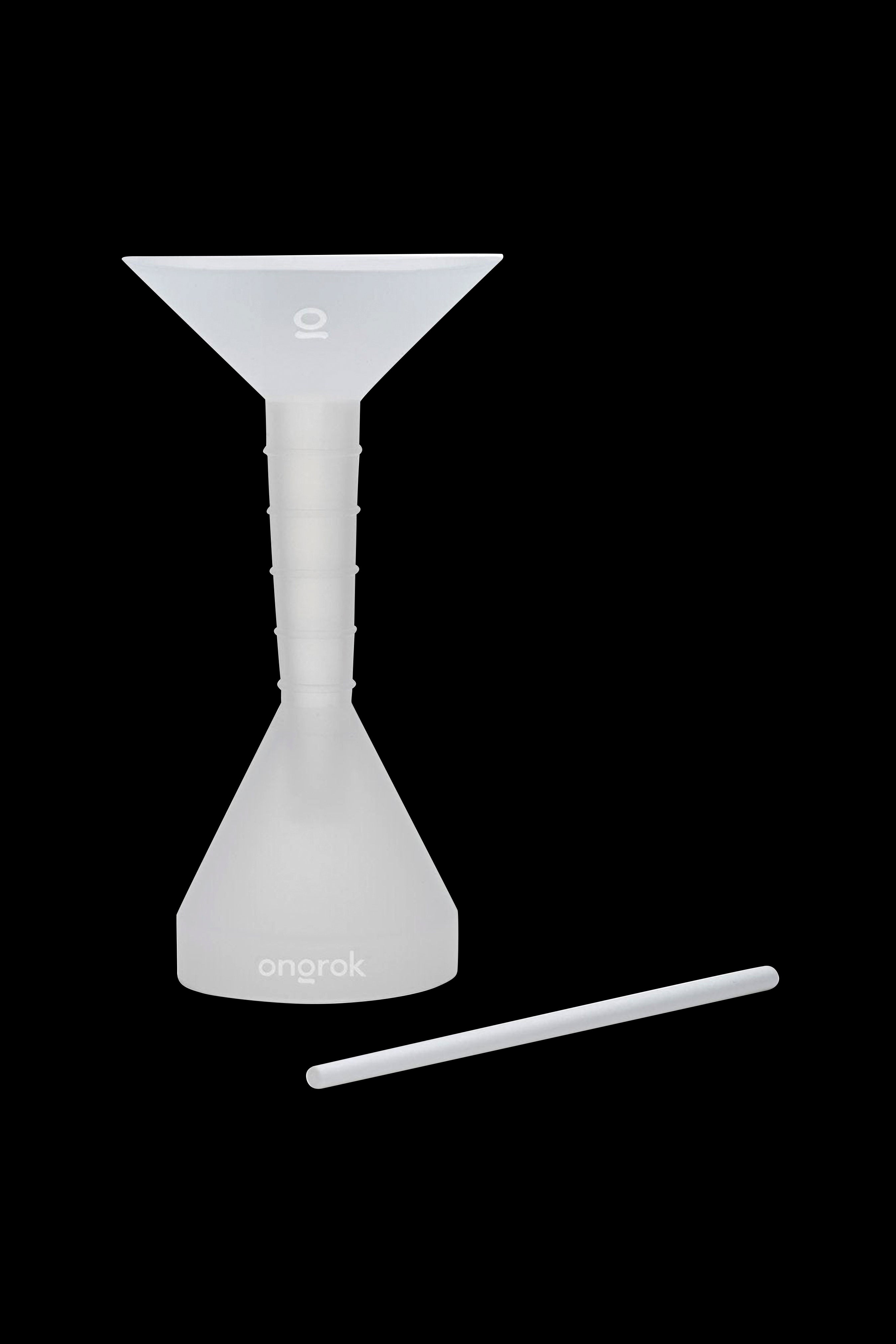 Silver cannabis water pipe with a removable downstem, branded "onorok".