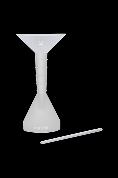 Silver cannabis water pipe with a removable downstem, branded "onorok".