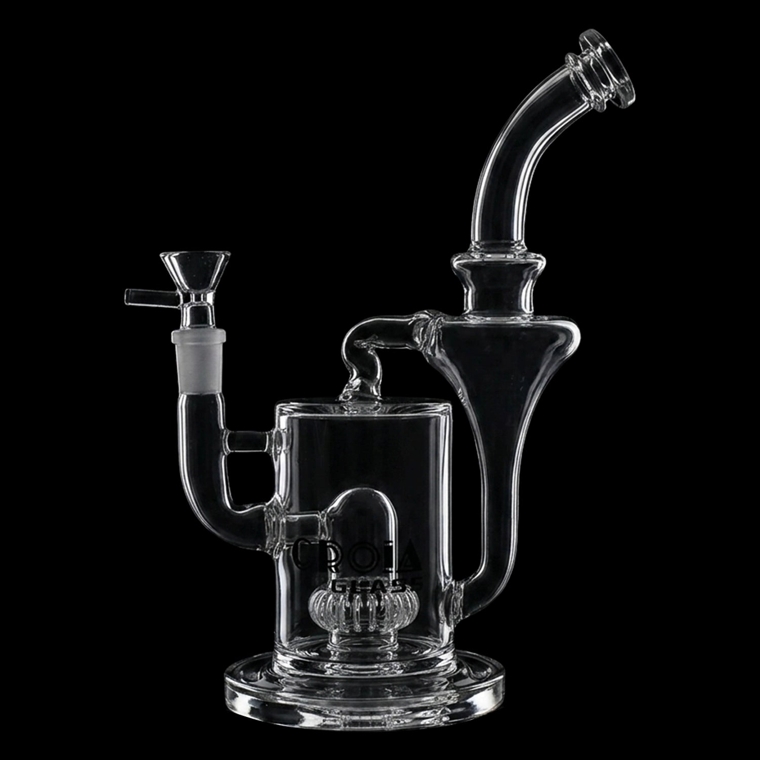Croia Glass 10" Hourglass Recycler Scientific Bong with Crown Perc | Croia Glass