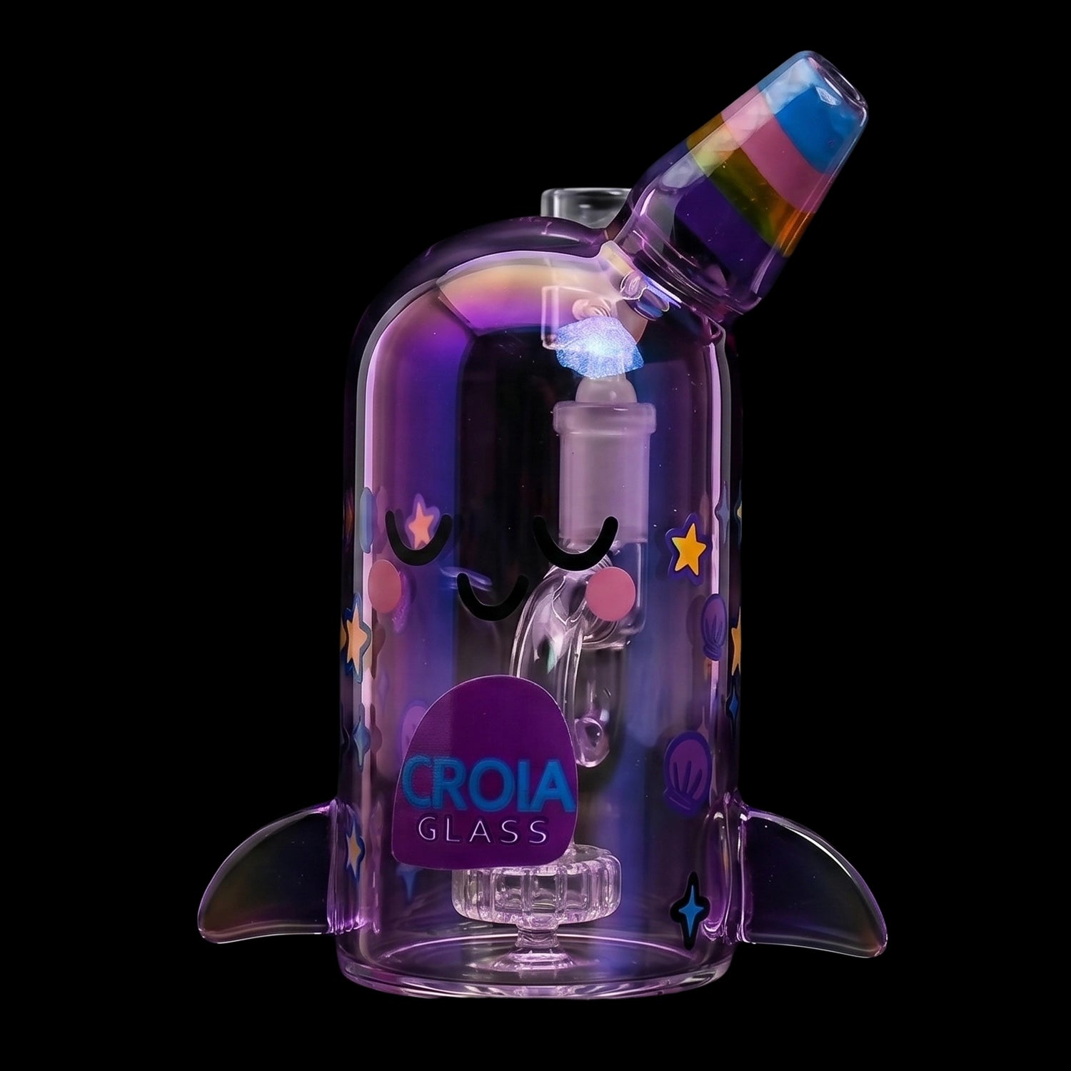 Croia Glass Cute Narwhal Dab Rig – Mini Showerhead Perc Rig | Croia Glass