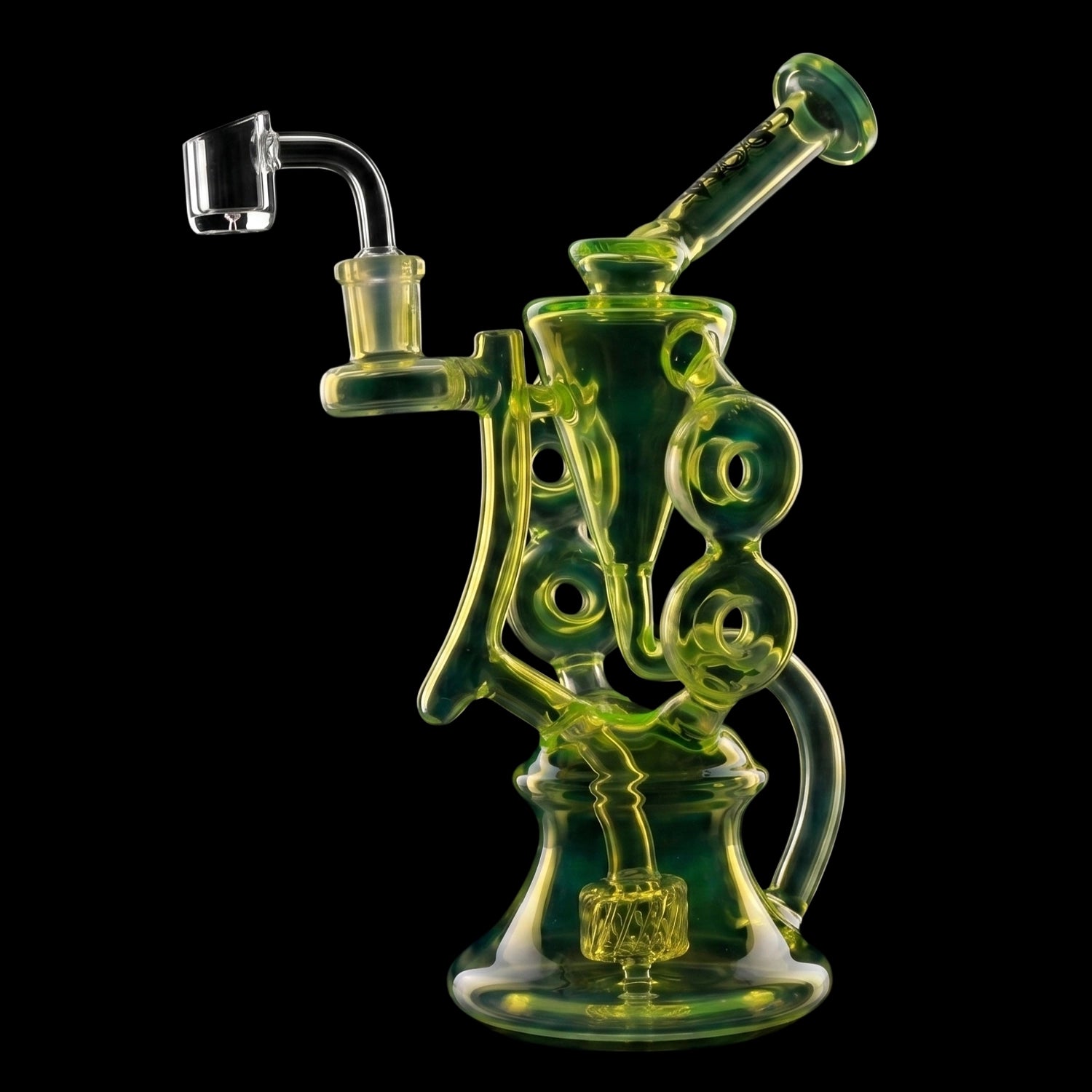 Croia Glass 10" Symmetrical Quad-Donut Klein Recycler Dab Rig | Croia Glass