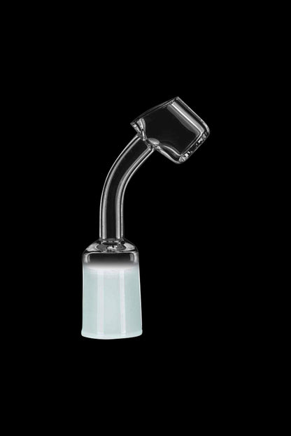 Clear glass dab rig nail with angled tip and frosted joint.