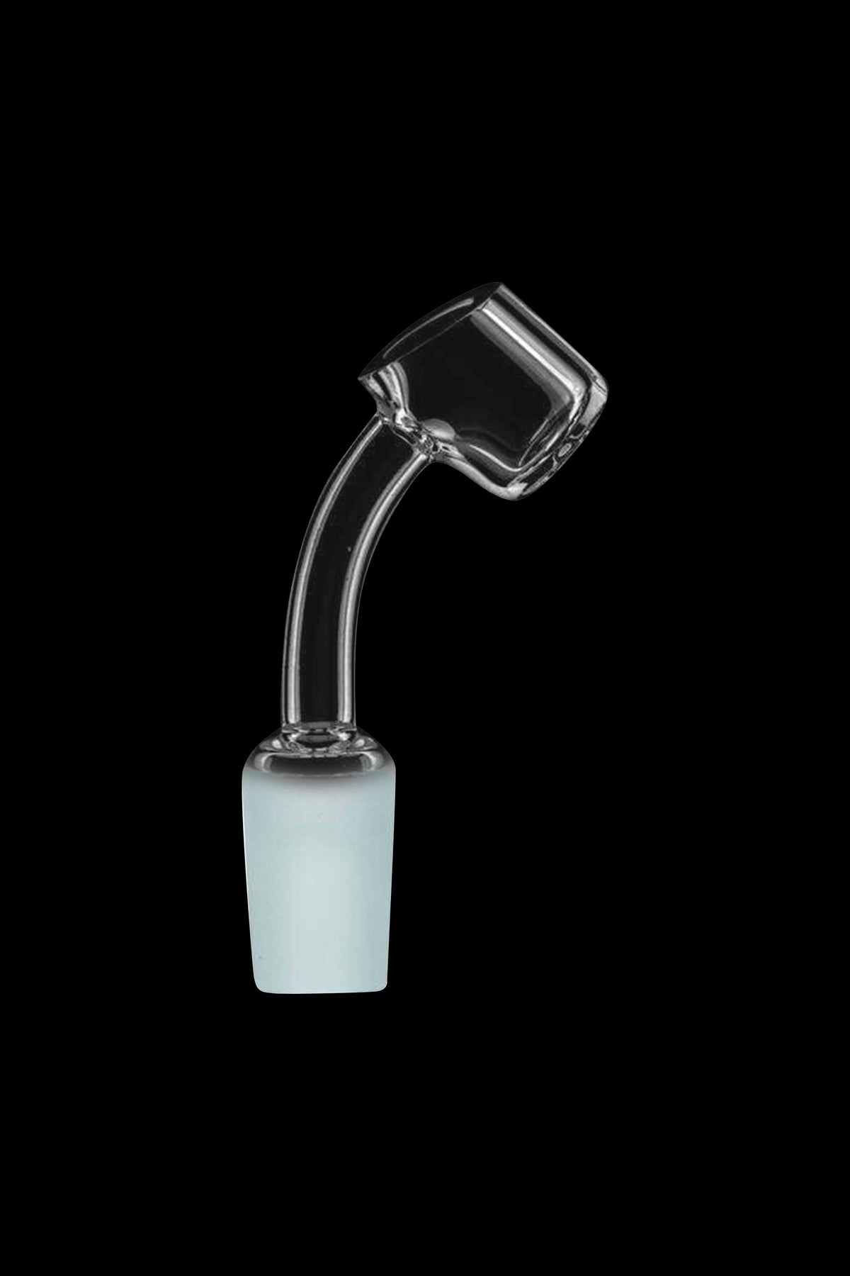 Clear quartz dab nail with angled tip and frosted joint.