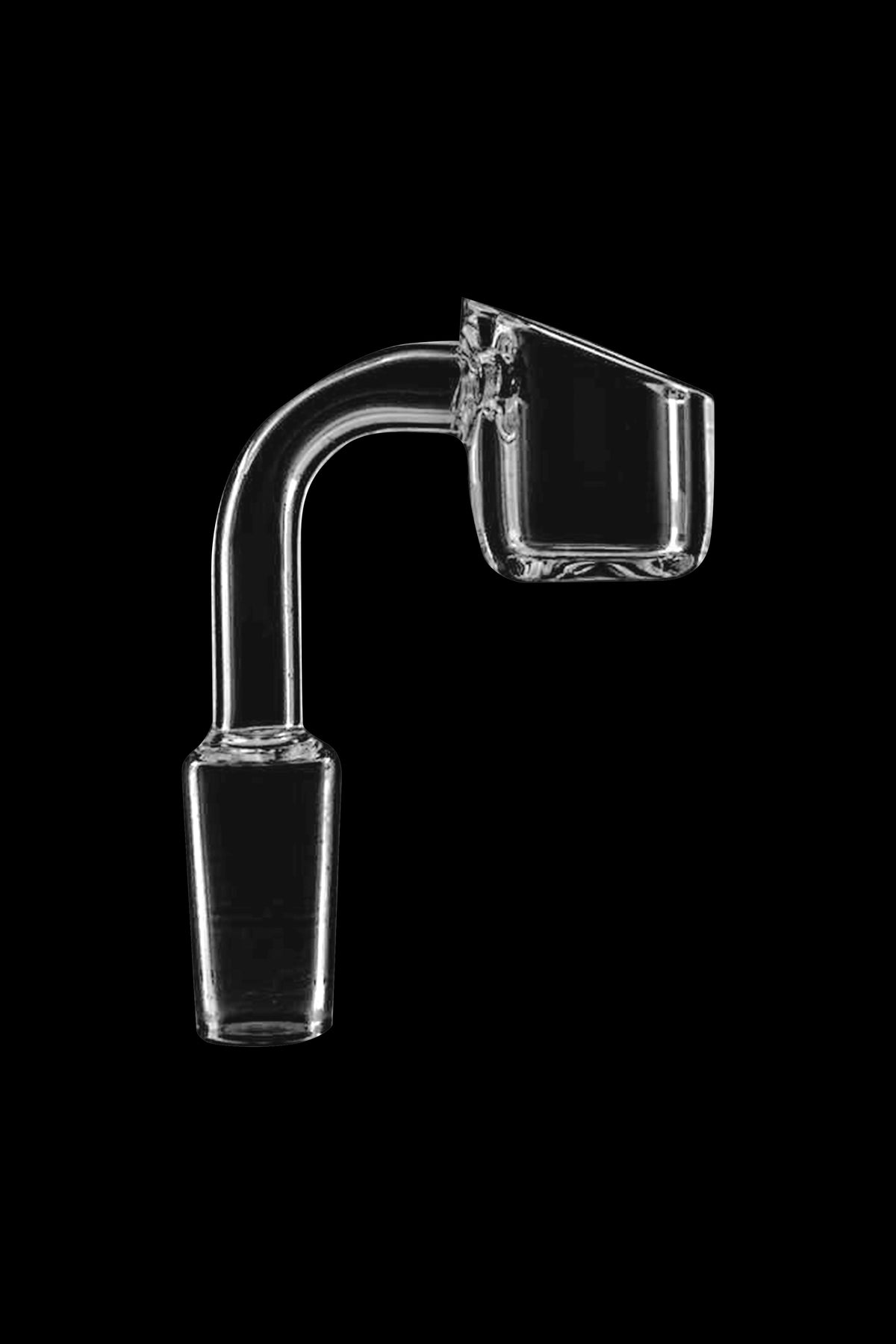 Clear quartz dab nail for vaporizing cannabis concentrates.