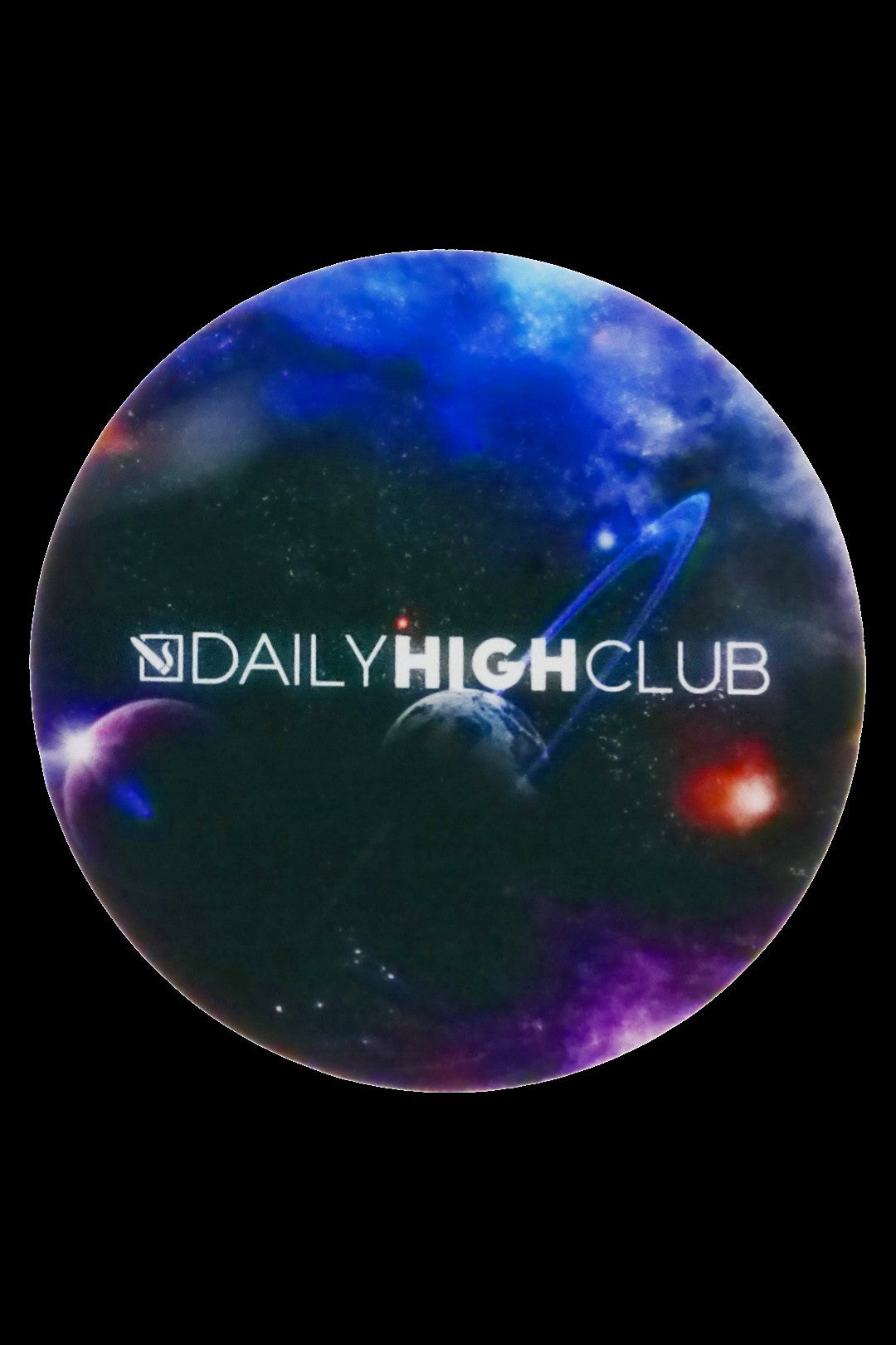 A circular logo featuring a nebula-like space scene with the text "DAILYHIGHCLUB" in white.