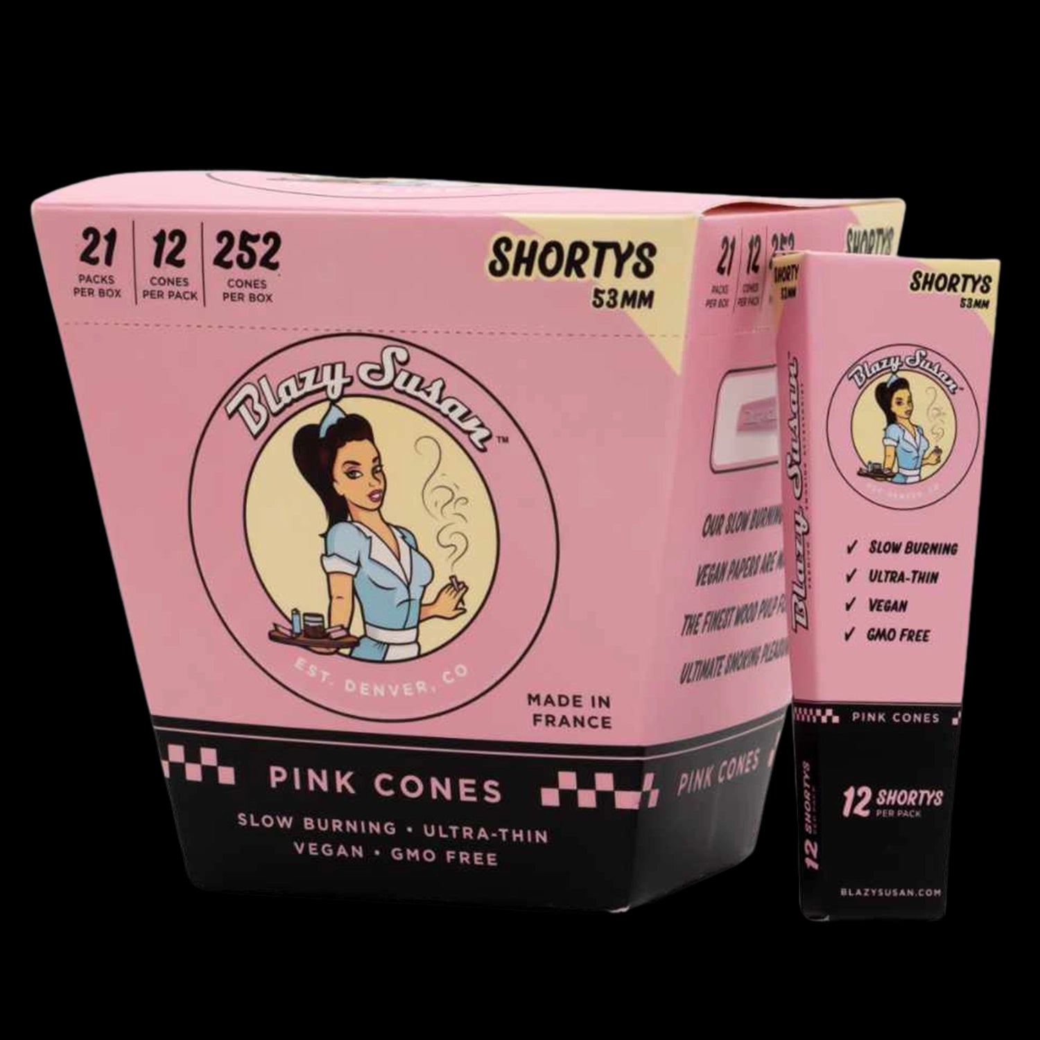 Blazy Susan Shortys Pink Pre Rolled Cones - Display Box