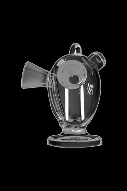 Clear glass oil rig with a rounded base and mouthpiece.