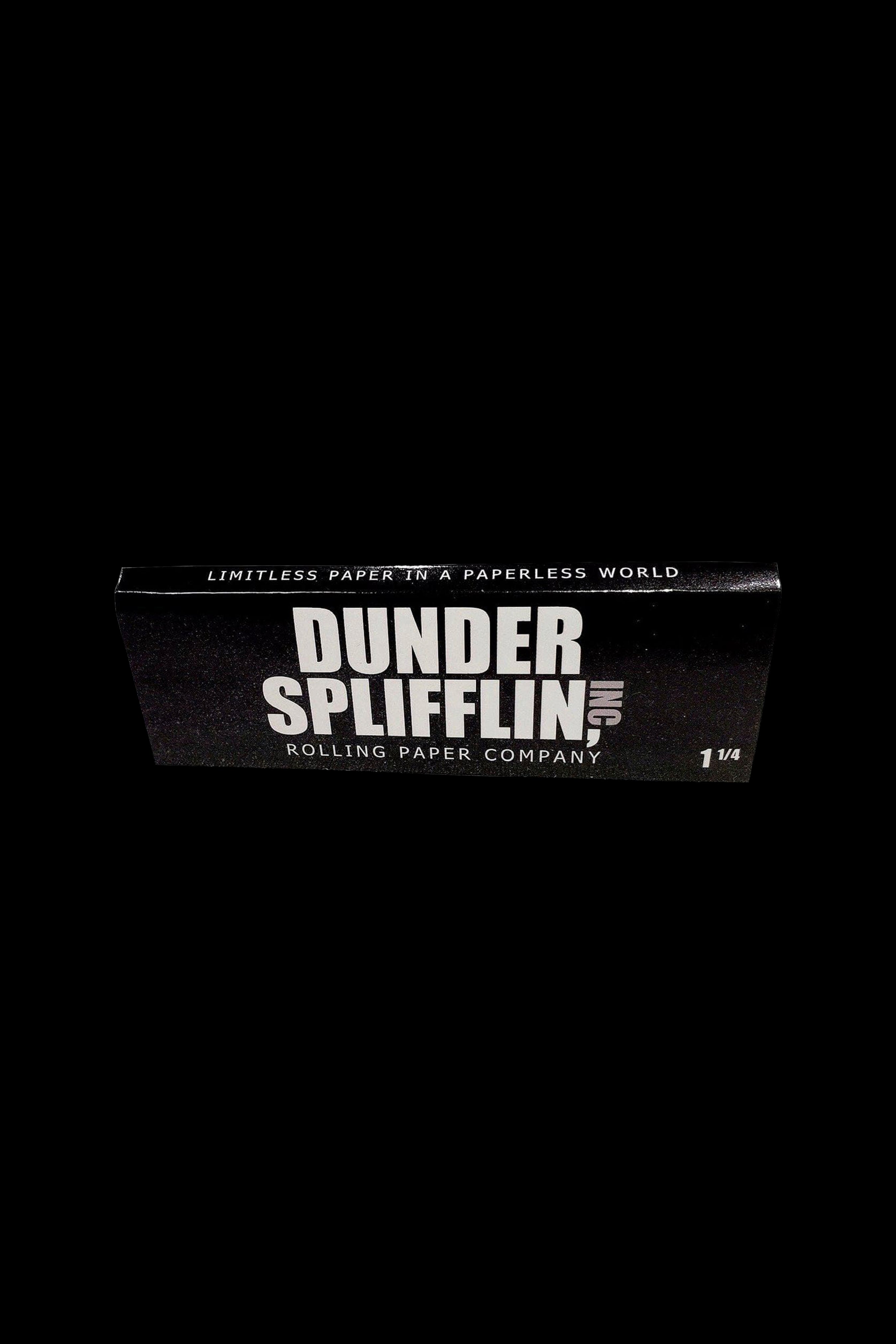Black and white graphic for “Dunder Spliffin Inc.” rolling papers, with the tagline "Limitless paper in a paperless world.”