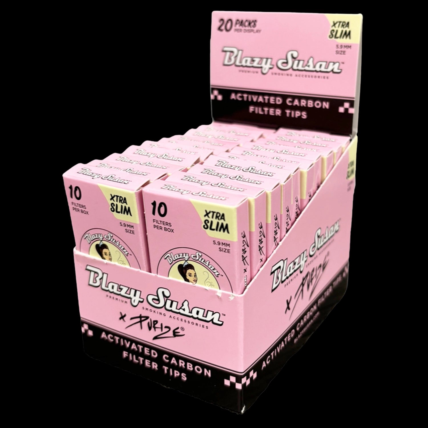 Blazy Susan Purize Activated Carbon Filter Tips - 10ct - Display Box